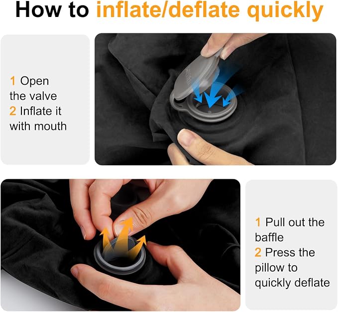 Maliton Inflatable Travel Foot Rest Pillow, Kids Airplane Bed, Adjustable Height Leg Pillow for Air Travel, Make a Flat Bed for Toddlers, Great for Airplane, Train, Car, Small Size（Black, 1 Pack）