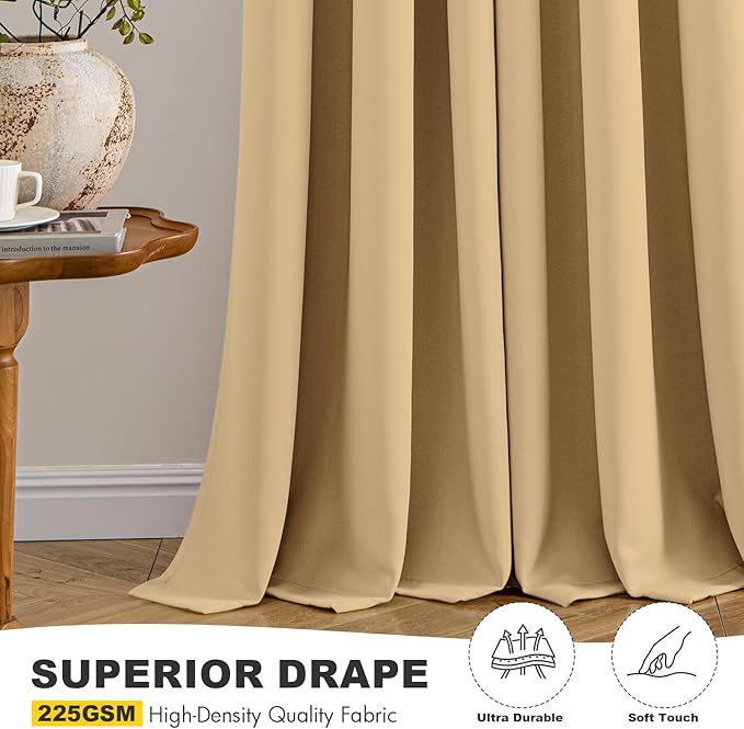 MIULEE Blackout Curtains for Bedroom Living Room 2 Panels, Thermal Insulated Room Darkening Drapes Grommet Noise Reducing Light Blocking Window Treatments 84 Inches Long 40x84 Inch Gold
