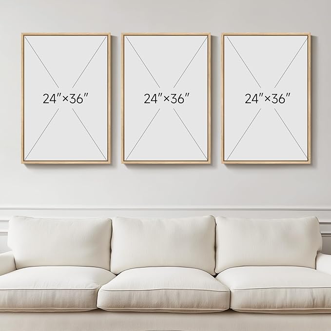 Large Framed Green and Beige Abstract Wall Art for Living Room, 3 Piece Modern Neutral Canvas Prints Paintings Artwork for Walls, Minimalist Abstract Pictures for Hallway Bedroom Wall Decor 24x36 In
