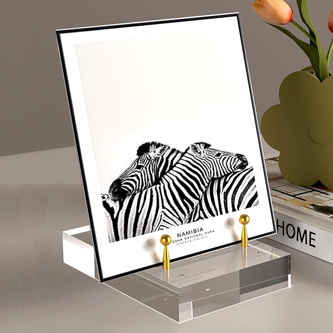 SVENJBB Acrylic Easel Display Stand with Adjustable Gold-Toned Pegs – Crystal Clear Acrylic with Floating Appearance, Ideal for Photos, Cookbooks, Invitations, and Plates, 2Pack