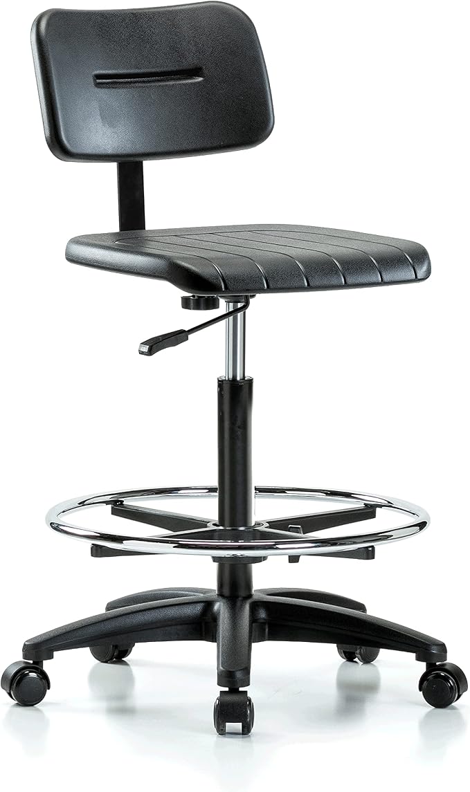 Perch Industrial Work Chair with Foot Ring | High Bench Height 24-33.5"