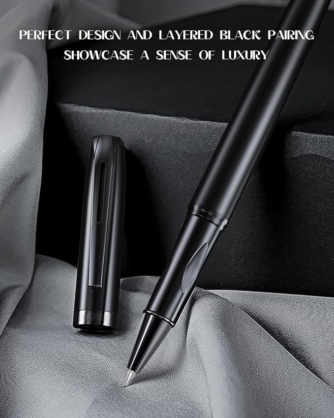 samurai Rollerball Liquid Ink Pen Set,Luxury Executive Writing Pen for the Office,Rollerball Pen Refillable,Schmidt Refill*2 And Gift Box,Best Roller Ball Pen Gift Set for Men & Women(Black)