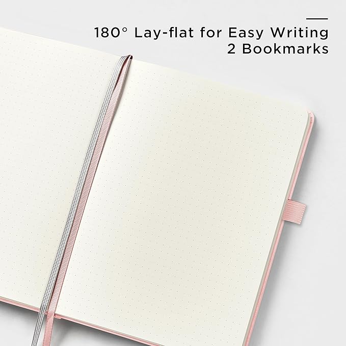 &And Per Se Dotted Journal Notebook, A5 Hardcover Aesthetic Dotted Notebook – 160 Pages 100gsm Thick Dot Grid Paper, 3 Sticker Sheets – Gift-Ready Journaling Kit for Women (Peach Pink)