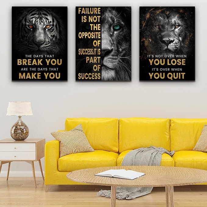 Inspirational Motivational Wall Art - Framed Posters & Canvas Wall Paintings for Living Room, Office, Bedroom - 48"W x 24"H