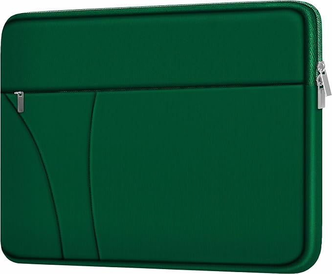 14 inch Laptop Sleeve, Traveling Laptop Case with Zippered Pocket, Shockproof Protective Carrying Briefcase Computer Bag for 14" MacBook Air/Pro, HP, Dell, Lenovo, Acer, Dark Green