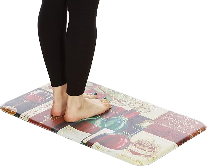 J&V TEXTILES Anti Fatigue Cushioned Comfort Mat, Ergonomically Durable, Supportive, Padded, Thick and Washable, Stain-Resistant, Kitchen, Garage, Office Standing Desk Mats (Favorite Reds)