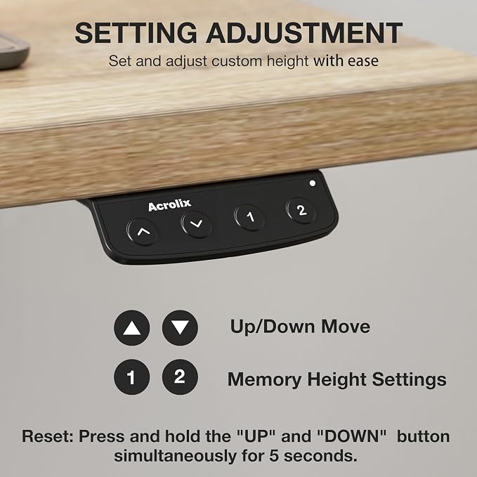 Acrolix Electric Standing Desk, Height Adjustable Home Office Desk with Memory Presets & Cable Management,Oak Sit Stand Desk for Work from Home, Ergonomic Computer Desk (40" x 24")
