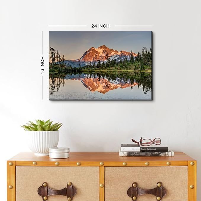 Forest Mountain Landscape Wall Art for Bedroom Living Room Decorations Nature Wall Decor Rustic Pine Tree Picture Woodland Painting Canvas Prints Wilderness Photography Posters Framed Artwork 16x24"