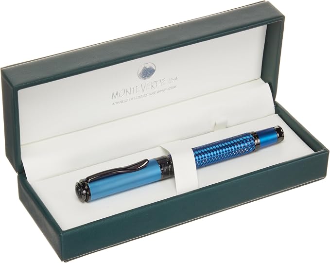 Monteverde Innova Formula M Fountain Pen, Blue - Stub Nib, Durable PVD Coating, Refillable, JoWo Stainless Steel Nib, Premium Gift Box