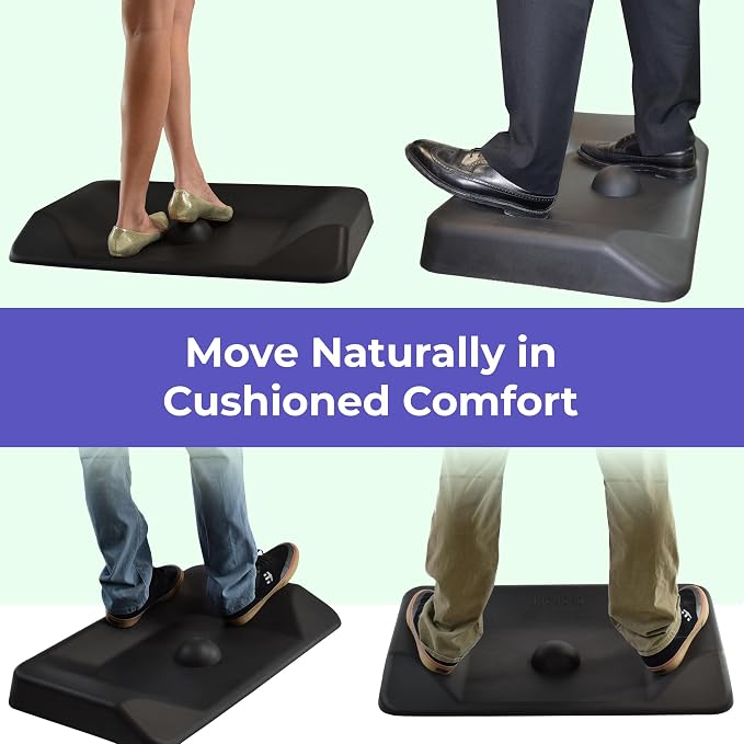 Active Not-Flat Standing Desk Mat w/Massage Ball, Large Anti Fatigue Floor Rug for Kitchen, Office, Home or Garage, Ergonomic Support for Sit-Stand Workstations