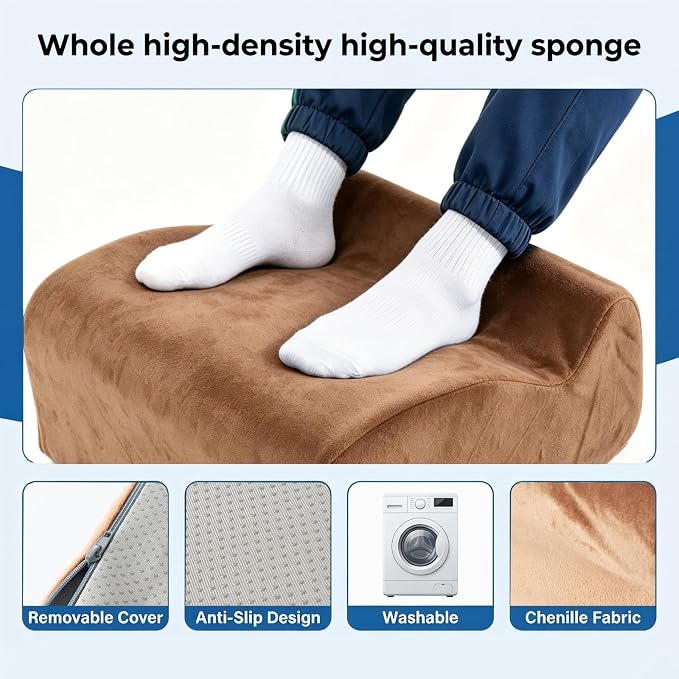 Foot Rest for Under Desk at Work, Ergonomic Footrest Multifunctional 3-Tier Foot Stool, Support Foot Pillow for Office Chair Gaming Chair Leg Elevation Pillow (Brown, One Size)