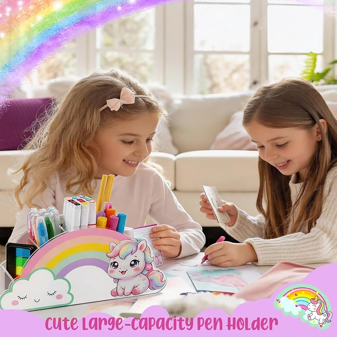 Desk Organizer Art Supply Organizer Unicorn Pencil Holder Gifts for Kids | Marker & Crayon Organizer for Desk Caddy for Classroom Homeschool Supplies with Unicorn Gift for Girls