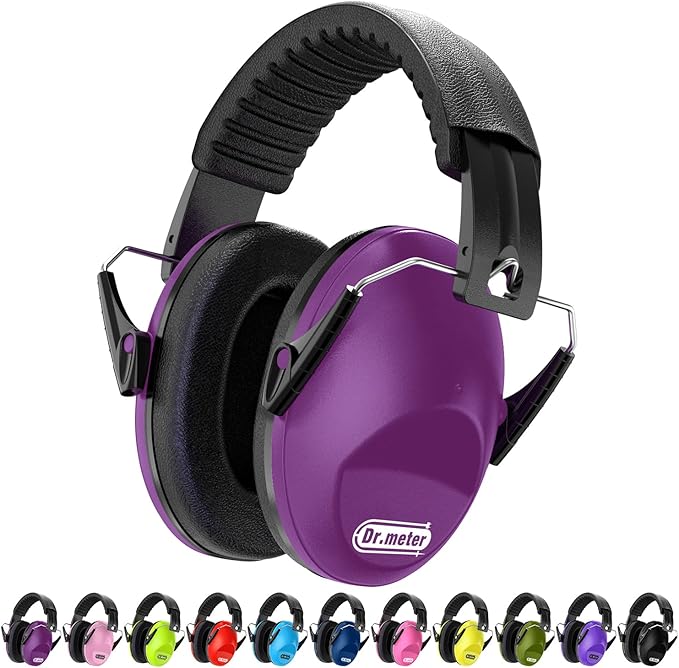 Ear Muffs for Noise Reduction SNR27.4 Kids Ear Protection with Adjustable Headband - Kids Noise Cancelling Headphones for Concerts, Football Game, Fireworks and Air Shows - Dark Purple