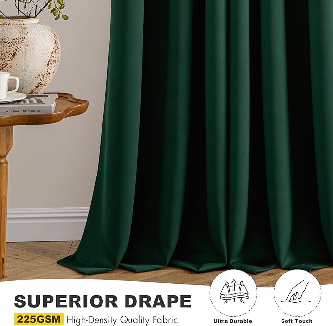 MIULEE Blackout Curtains for Bedroom Living Room 2 Panels, Thermal Insulated Room Darkening Drapes Grommet Noise Reducing Light Blocking Window Treatments 84 Inches Long 40x84 Inch Hunter Green