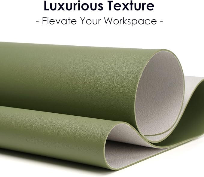 Leather Desk Pad Protector, Waterproof Mouse Pad, PU Desk Mat, Office Desk Cover, Desk Writing Mat for Office/Home/Work/Cubicle (Avocado Green) 9x8 in