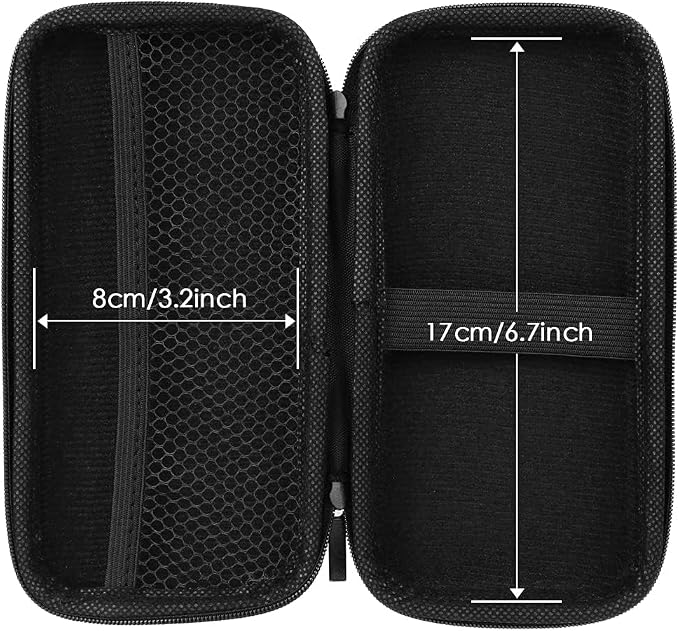 iMangoo Travel Essential Electronics Organizer Pouch Charger Case, Shockproof Dual Zipper Power Bank Cables Tech Accessories Purse, Men & Women Travel Must Have Storage Bag, 6.5x3.2x1 inch Fiber Black