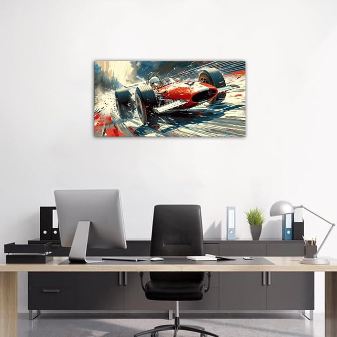 Large Abstract Car Posters F1 Wall Art Vintage Formula 1 Racing Canvas Prints for Boys Room Wall Decor Retro Racin Cars Painting Artwork for Living Room Bedroom Office Man Cave Home Decoration 20x40"