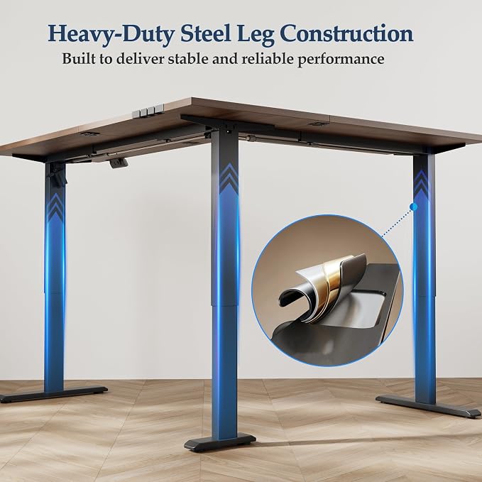 Klicelor L Shaped Standing Desk 75 x 61 Inch, Electric Height Adjustable Corner Desk for Home Office Workstation, Ergonomic Sit Stand Computer Table with Memory Controller, Dark Walnut