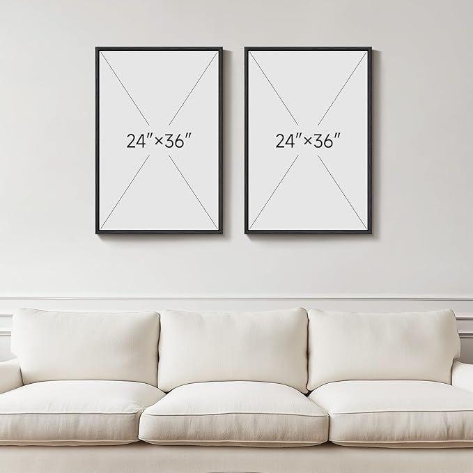 Large Framed Green Abstract Wall Art, 2 Piece Modern Canvas Prints Paintings, Black and Gray Pictures with Gold Accents for Living Room Hallway Dining Room Bedroom Office Wall Decor 24x36 In
