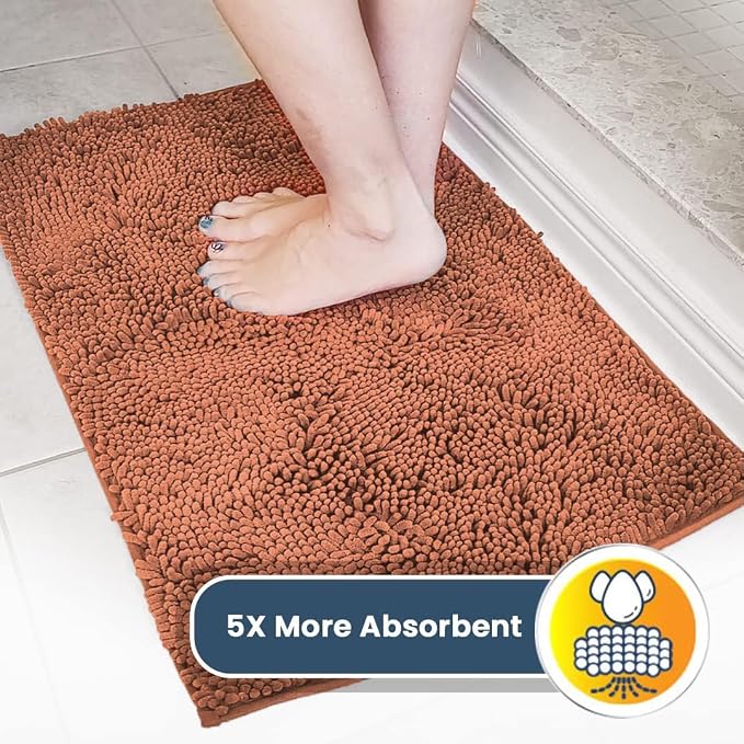 Muddy Mat® | Super Absorbent Door Mat Indoor, Microfiber Quick Dry Chenille Entryway Rug, Non-Slip Front Door Mat, Indoor Mats for Entryway, Machine Washable Pet Rug, Peach 19" x 30"