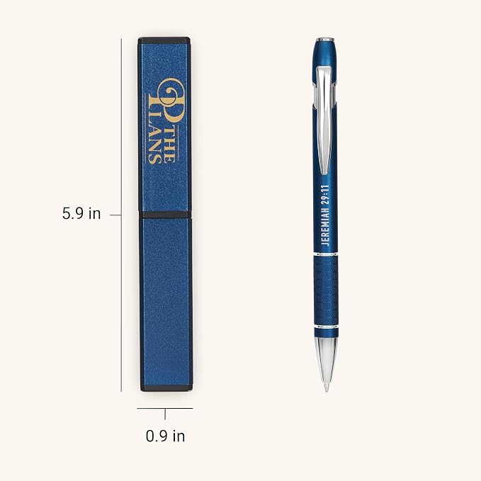 Christian Art Gifts I Know the Plans Blue Stylish Classic Ballpoint Pen in Matching Gift Case - Jeremiah 29:11 Bible Verse Refillable Retractable Medium Black Ink for Journal, Planner, Writing, Notes