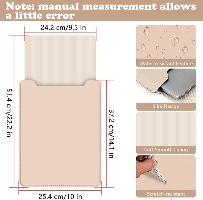 BVYA 15-16" Laptop Sleeve, PU Leather Laptop Case Compatible with MacBook Pro 16 2019-2021 M1 Pro M1 Max (A2485 A2141), Case Compatible with MacBook Pro 15 2010-2019 (A1990 A1707 A1398)