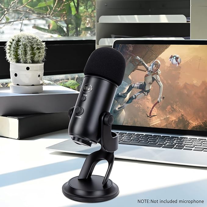 Microphone Foam Mic Windscreen Cover for Blue Yeti, Yeti Pro Microphones, Blue Yeti Pop Filter Wind Shield by SUNMON (Black)