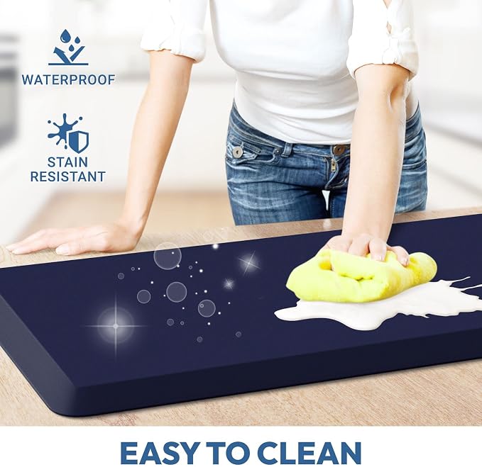 4/5 Inch Thick Kitchen Mat - Cushioned Anti Fatigue Mats for Kitchen Floor - Easy to Clean, Waterproof, Non-Slip Kitchen Rug for Sink, Office, Kitchen (22''x36'' Blue)
