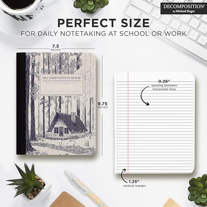 Decomposition Redwood Creek College Ruled Composition Notebook - 9.75 x 7.5 Journal with 160 Lined Pages - Notebooks for School Supplies, Home & Office - 100% Recycled Paper - Made in USA