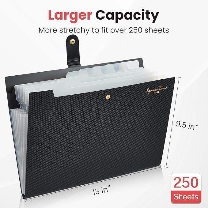 Sooez Accordion File Organizer, Letter Size Expanding File Folder with Labels, 8 Pocket Folders for Document, Portable Paper Bill Receipt Organizer for Home School Office Supplies, A4 Size, Grey