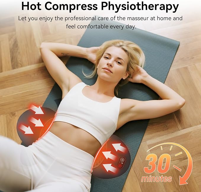 3-in-1 Electric Lumbar Support Pillow, Triple Fusion Back Massager with Heat, Vibration and Stretch, Ergonomic Lower Back Massager for Pain Relief Deep Tissue, Ideal for Car Bed Office Chair Travel