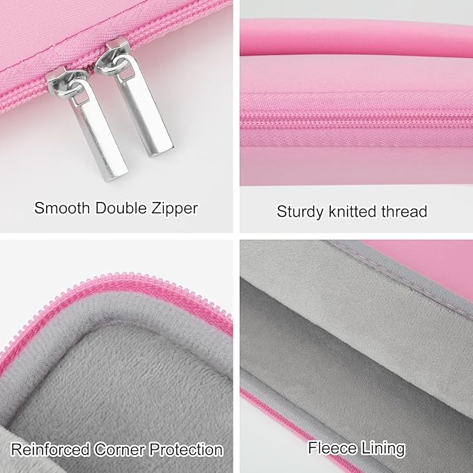 Laptop Sleeve Bag Compatible with 15.6 inches HP Asus Lenovo with Zipper Accessory Pocket Padded Computer Pouch Cover Shockproof Protective for 15.6” Laptop,Pink