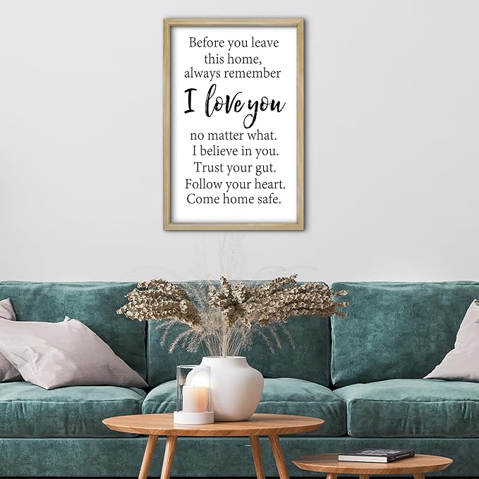 RLWangChao Before You Leave This Home Wall Decor Art 16"X11" I Love You Sign Inspirational Quotes Family Entryway Wood Framed Wall Hanging (Wood)