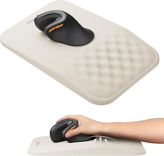ProtoArc MP50 Ergonomic Mouse Pad with Wrist Rest, MP50 Mousepad with Massage Design, Soft Memory Foam and Non-Slip PU Base for Pain Relief, Desk, Home, Office, 12x8 Inches, Beige (Mouse Not Included)