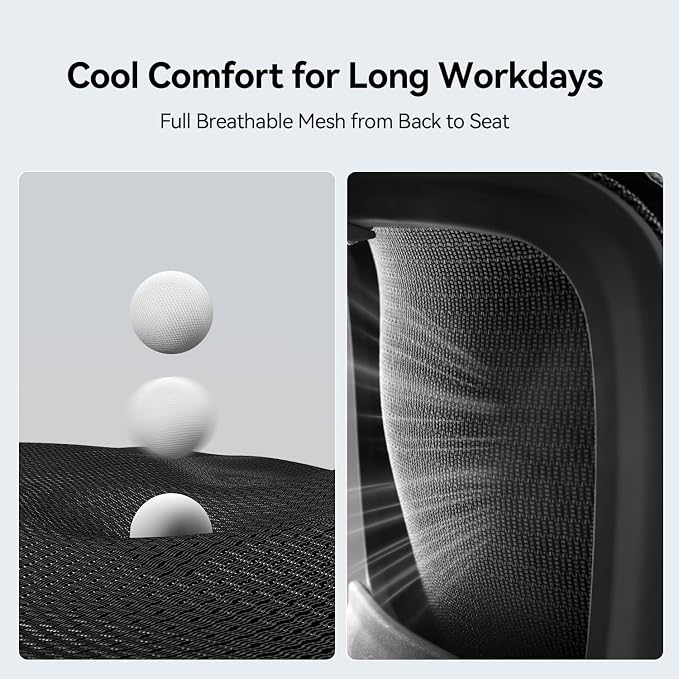 SIHOO B100 SE Office Chair, Desk Chair with Adaptive Lumbar Support & 2D Flip-up Armrests, 135° tilt Soft Memory Foam Erogonomic Chair for Home Office,Hold 300 LBS-Jet Black