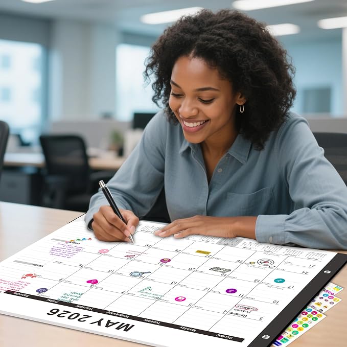 Gannyfer Desk Calendar 2026-2027, Large Desk Calendar 22" x 17", Use Now to Mar 2027, 18 Monthly Academic Desktop Calendar 2026 with To-Do List, Desk Calendar 2026 for Office, School, Home(6 Stickers)