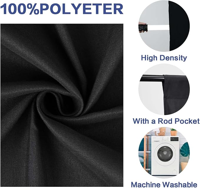 GFCC 7x10FT Black Backdrop Background - for Photography Photo Booth Backdrop for Photoshoot Background Screen Video Recording Parties Curtain