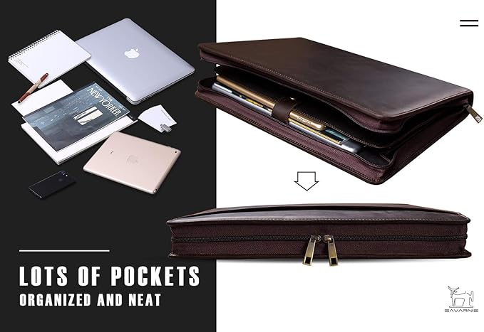Personalized Leather Portfolio Padfolio for Men, Engraved Gifts for Father's Day for Husband from Wife, Customized Leather Gifts Present for Son/Dad, for Birthday, Dark Brown