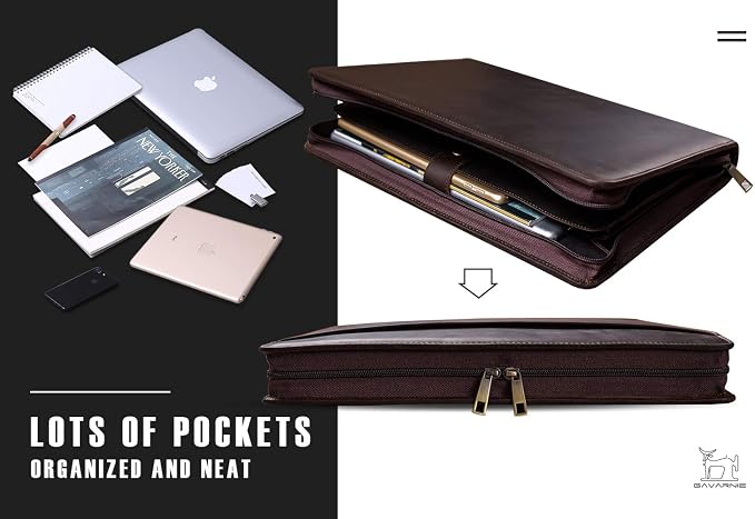 Personalized Leather Portfolio Padfolio for Men, Engraved Gifts for Father's Day for Husband from Wife, Customized Leather Gifts Present for Son/Dad, for Birthday, Dark Brown