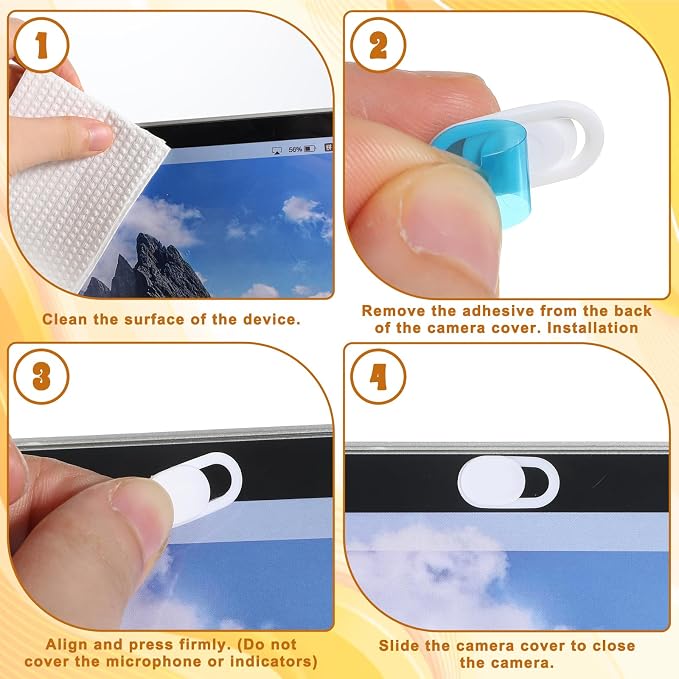 50 Pcs White Webcam Cover Slide, 0.023 Inch Ultra-Thin Universal Camera Privacy Cover White Camera Covers Slide for Phone Laptop Computer