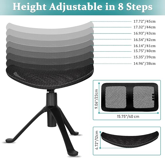 Lilithye Footrest for Desk Adjustable Height 2-in-1 Function Rotatable Ergonomic Under Desk Footrest Ottoman Stool Rolling Leg Rest for Home Office (Black)