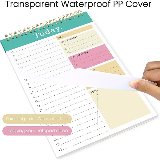 CICPAP To Do List Notepad - To Do List Notebook for Work with 52 Sheets, Undated Daily Planner Perfect for Enhanced Productivity and Goal Achievement - Green Pink