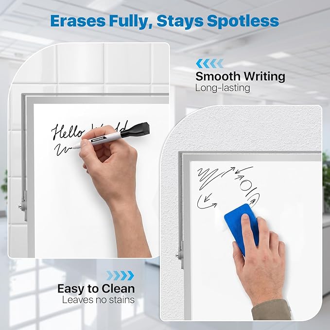 Marsrock Dry Erase White Board with Stand,Double-Sided Whiteboard 16"x12", 10 Markers,6 Magnets, 1 Eraser,Portable Desktop Whiteboard for Planning,Colorful Weekly Schedule Board for School for Home