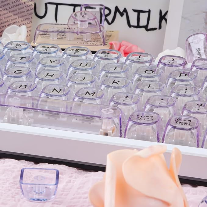 Tsungup Clear Keycaps Shine Through, Colorful Crystal Ceramic Jelly Transparent Keycaps for Mechanical Keyboard,125 Keys Custom Key Caps Keyboard Keycap Set (MOA Profile)
