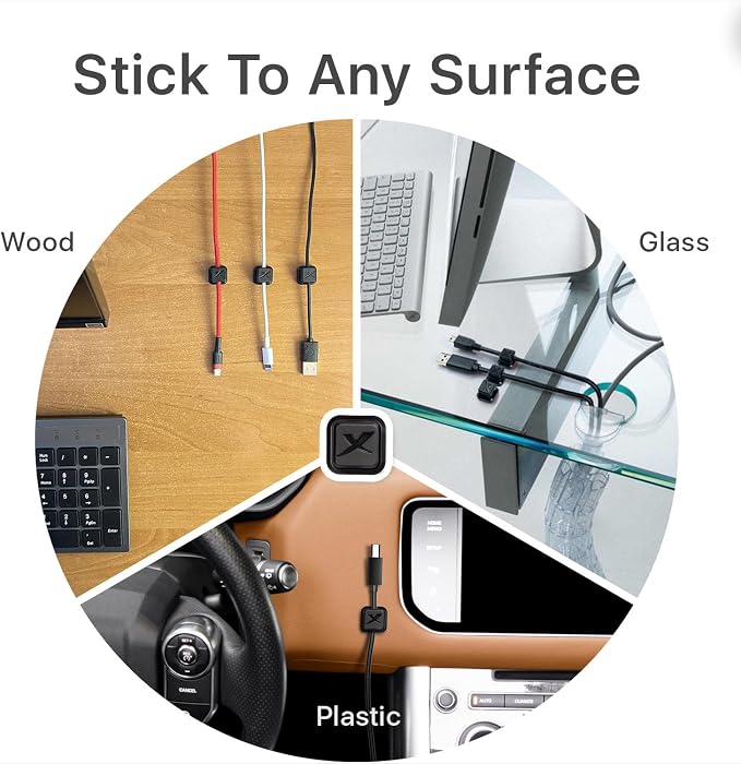 Magnetic Cable Holders X-Protector 3 PCS - Premium Cable Clips - Self-Adhesive Cable Holder for Car - Cord Organizer for Desk - Cable Organizer - Black Wire Organizer - Cord Management for Wires!