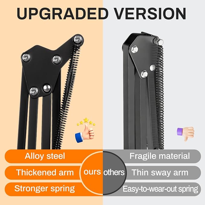 AODSK Microphone Arm Stand Ideal for recording studios, live streaming, and stage use Reinforced base Includes 3/8“ to 5/8” adapter Compatible with most microphones