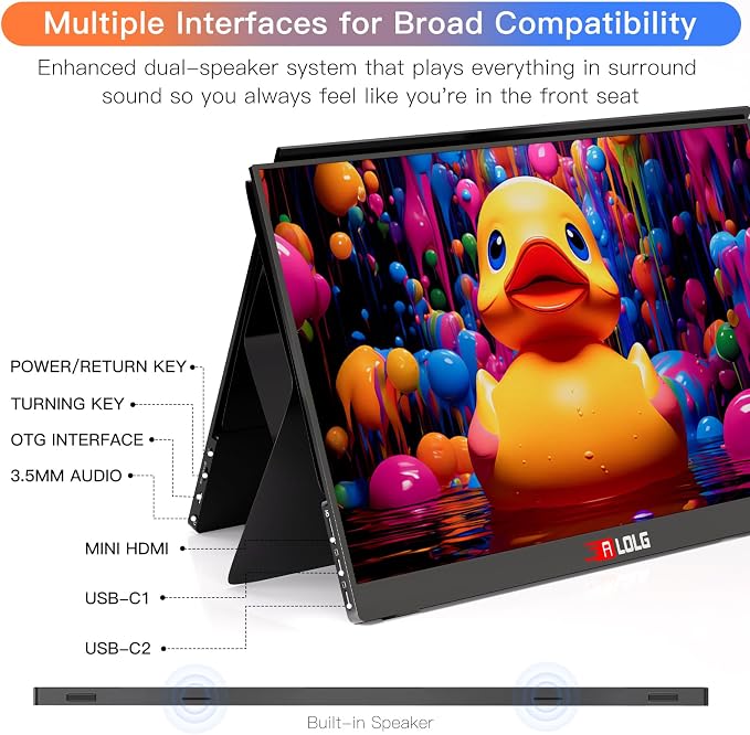 13.5''Portable Monitor for latop ,2K FHD 60HZ Laptop Monitor Screen,USB-C and HDMI Inputs, Ultra-Slim IPS Panel with HDR and Premium Smart Cover & Speakers for Laptop,PC,Phone,PS4/5,Switch,Mac,Xbox
