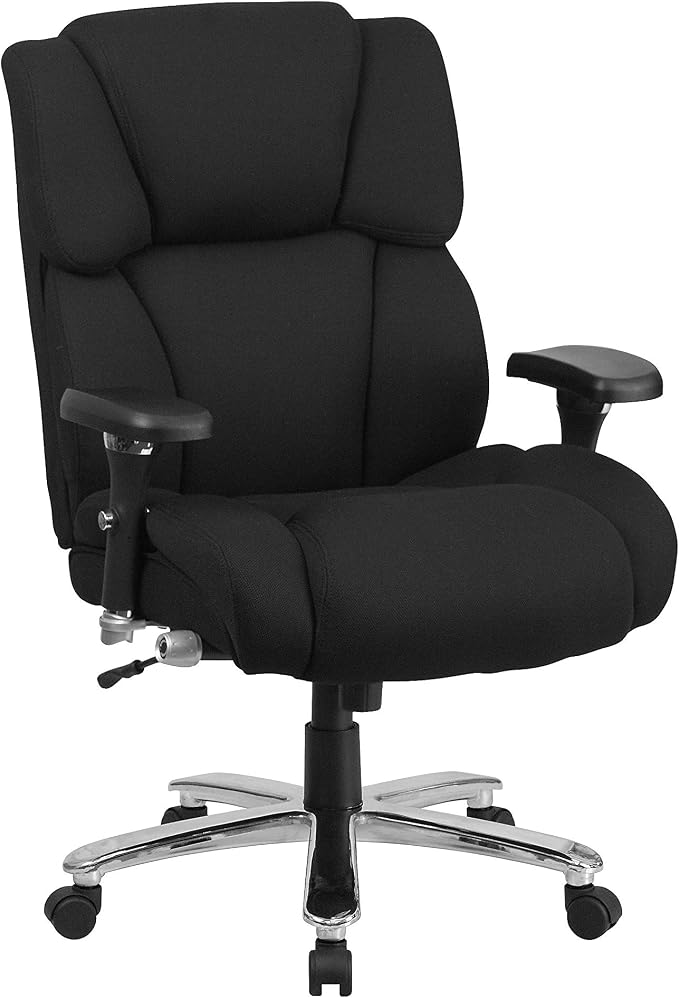 Flash Furniture HERCULES Series 24/7 Intensive Use Big & Tall 400 lb. Rated Black Fabric Executive Ergonomic Office Chair with Lumbar Knob