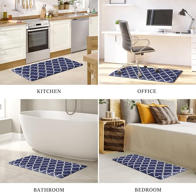 WISELIFE Kitchen Runner Rugs Anti-Fatigue mats,17.3"x 39",Non Slip Waterproof Ergonomic Comfort Mat for Kitchen, Floor Home, Office, Sink, Laundry,Blue