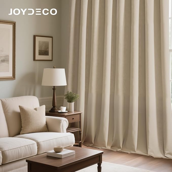 Joydeco Latte Coffee Velvet Curtains 96 Inches 2 Panels, Luxury Thermal Insulated Soft Curtains for Bedroom & Living Room, Room Darkening Velvet Drapes, Rod Pocket (52W x 96L)